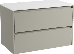 Storke Seda zwevend badmeubel 95 x 52 cm zijdegrijs met Tavola enkel wastafelblad in solid surface mat wit