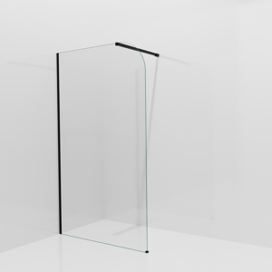 Balmani Modular douche à l'italienne: 120 x 200 cm, Verre transparent arrondi, Profil Noir mat
