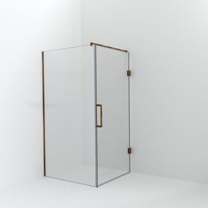 Balmani Modular douche à l'italienne avec porte: 110 x 200 cm avec porte 100 cm, Verre transparent, Profil Brushed Rosegold