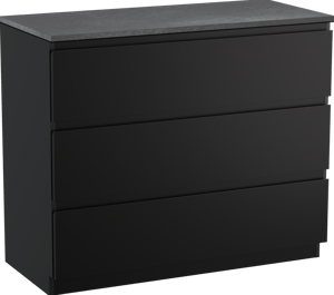 Linie Lado staand badmeubel 100 x 46 cm mat zwart met Lado enkel of dubbel wastafelblad in melamine grijze leisteen