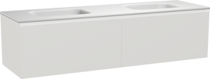 Balmani Idra by Mitra zwevend badkamermeubel 180 x 55 cm mat wit met Tablo Arcato dubbele wastafel in solid surface mat wit