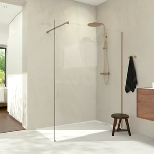 Balmani Modular Walk-In Dusche: 140 x 200 cm, Klarglas, inklusive Coating, Profil Brushed Champagne Gold