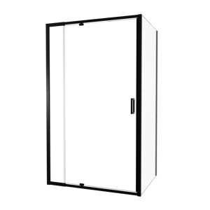Luca Varess Vidor Telescope douchehoek met draaideur en vaste zijwand 120 x 90 cm helder glas mat zwart profiel