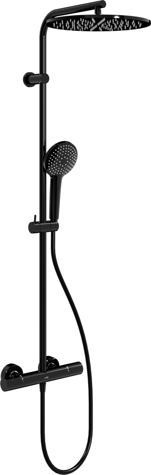 Blaufoss Round 300 colonne de douche de pluie robinet thermostatique Noir Brillant