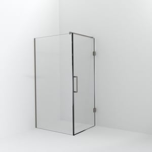 Balmani Modular inloopdouche met deur: 110 x 200 cm met deur 90 cm, Helder glas met coating, Brushed CoolMetal profielen