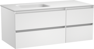 Balmani Mitra meuble salle de bains suspendu 120 x 55 cm blanc mat avec Tablo Arcato vasque asymétrique gauche en solid surface blanc mat