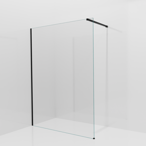 Balmani Modular inloopdouche: 150 x 200 cm, Helder glas met coating, Mat zwarte profielen