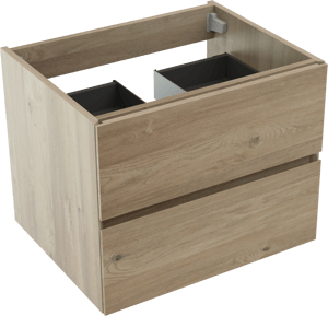 Storke Edge hängender Waschbeckenunterschrank: 65 x 52 cm, Eiche rustikal, 2 Schubladen