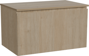 Storke Ribs meuble salle de bains suspendu 85 x 52 cm chêne brut avec Panton tablette simple en mélaminé chêne brut, Nervure droite symétrique verticale