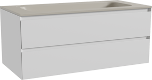 Balmani Mitra meuble salle de bains suspendu 120 x 55 cm blanc mat avec Tablo Strada lavabo simple pour 2 trous de robinet en marbre composite soie grise