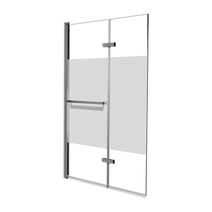 Luca Varess Kuresa pare-baignoire pliant en 2 pièces 120 cm verre transparent avec bande matte profil chrome brillant