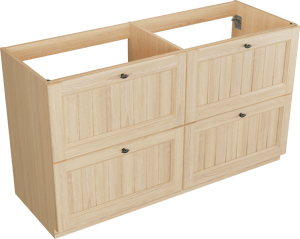Balmani Lemon stehender Waschbeckenunterschrank: 150 x 55 cm, Naturbelassene Eiche Furnier, 4 Schubladen