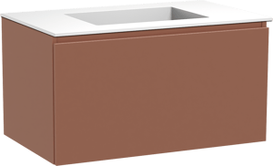 Balmani Sfera by Lucida zwevend badkamermeubel 90 x 55 cm cotto met Tablo Stretto enkele wastafel in solid surface mat wit