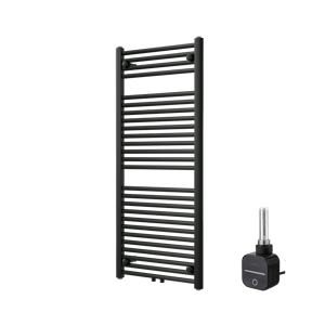 Vipera Kanza Einzel Handtuchheizkörper 50 x 120 cm Elektrische Heizung Schwarz matt Seiten- und Mittelanschluss 500W, inkl. Widerstand