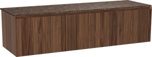 Balmani Idra by Mitra zwevend badmeubel 180 x 55 cm notenhout met Stretto enkel of dubbel wastafelblad in marmer dark emperador