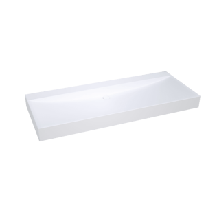 Balmani Wave Einzelwaschtisch für 2 Armaturenlöcher, Solid Surface matt, 135 x 55 cm