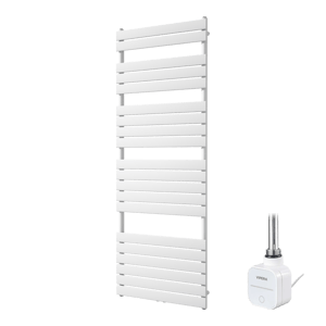 Vipera Vulcan Einzel Handtuchheizkörper 70 x 190 cm Elektrische Heizung Weiß matt Seiten- und Mittelanschluss 1200W, inkl. Widerstand