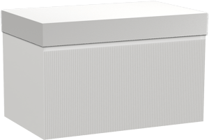 Balmani Fila by Mitra meuble salle de bains suspendu 90 x 55 cm blanc mat avec Dominus tablette simple en solid surface blanc mat, Nervure droite symétrique verticale
