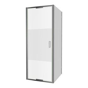 Luca Varess Vidor In paroi de douche avec porte pivotante et paroi latérale fixe 80 x 90 cm verre transparent avec bande matte profil chrome brillant