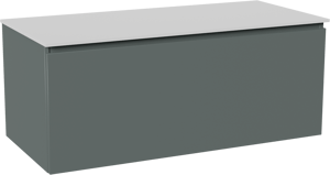 Balmani Sfera by Lucida zwevend badmeubel 120 x 55 cm forest met Stretto enkel of dubbel wastafelblad in solid surface mat wit