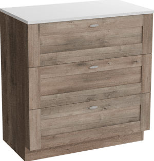 Linie Classo staand badkamermeubel 80 x 46 cm grijze eik met Lado enkel tablet in composietmarmer glanzend wit