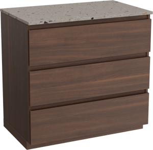 Balmani Lucida meuble salle de bains à poser 90 x 55 cm noyer américain avec Stretto tablette simple en terrazzo greige terrazzo