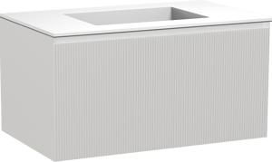 Balmani Fila by Mitra meuble salle de bains suspendu 90 x 55 cm blanc mat avec Tablo Stretto plan simple en solid surface blanc mat, Nervure droite symétrique verticale
