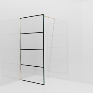 Balmani Modular inloopdouche: 100 x 200 cm, Lined met coating, Brushed Champagne Gold profielen