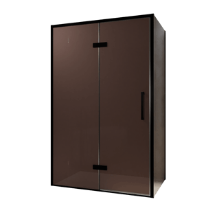 Balmani Senses Design douchehoek met linkse draaideur en vaste zijwand, 120 x 100 cm, Brons, Zwarte profielen, met coating