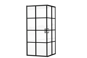 Luca Varess Vidor douchehoek met hoekinstap met 2 schuifdeuren 90 x 90 cm Square glas mat zwart profiel