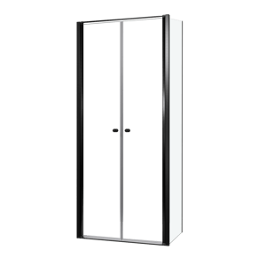 Luca Varess Kuresa douchehoek met pendeldeur met vaste zijwand 90 x 80 x 200 cm helder glas en mat zwarte profielen