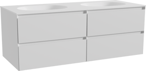 Balmani Mitra meuble salle de bains suspendu 135 x 55 cm blanc mat avec Tablo Oval double vasque en solid surface blanc mat