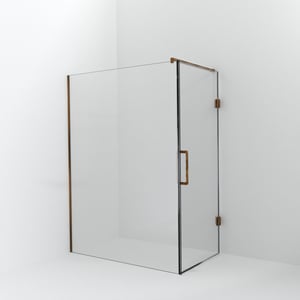 Balmani Modular douche à l'italienne avec porte: 150 x 200 cm avec porte 90 cm, Verre transparent, Profil Brushed Rosegold
