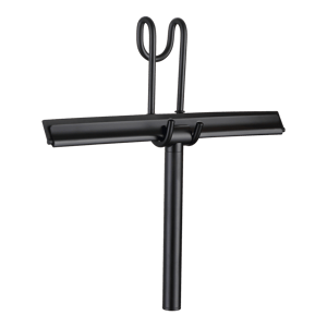 Blaufoss raclette de douche noir mat avec système de suspension sur paroi de douche