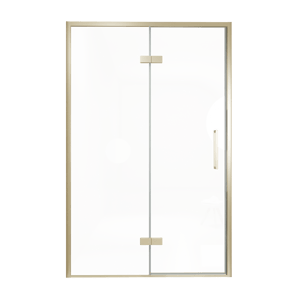 Balmani Senses Design porte pivotante à gauche 140 cm x 210 cm verre transparent, Profil Brushed Champagne Gold, coating inclus