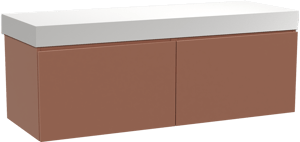 Balmani Sfera by Lucida zwevend badkamermeubel 150 x 55 cm cotto met Dominus enkel of dubbel tablet in solid surface mat wit