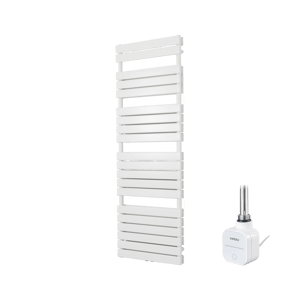 Vipera Vulcan dubbele handdoekradiator 60 x 183,5 cm elektrische verwarming mat wit zij- en middenaansluiting 1.500W, weerstand inbegrepen