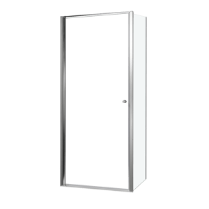 Luca Varess Kuresa Eckdusche: Drehtür, fixierte Seitenwand, 90 x 90 x 200 cm, Klarglas, Profil Chrom glänzend
