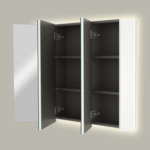 Linie Montro Spiegelschrank, 100 x 75 cm, weiß glänzend, mit Spiegelbeleuchtung