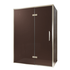 Balmani Senses Design douchehoek met linkse draaideur en vaste zijwand, 140 x 100 cm, Brons, Brushed CoolMetal profielen, met coating