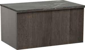 Balmani Forma zwevend badmeubel 90 x 55 cm gerookt eiken met Stretto enkel wastafelblad in marmer pietra grey, Verticale symmetrische rechte ribbel