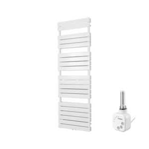 Vipera Vulcan dubbele handdoekradiator 60 x 183,5 cm elektrische verwarming mat wit zij- en middenaansluiting 1.500W, weerstand inbegrepen