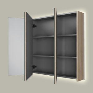 Linie Montro spiegelkast 100 x 75 cm lichte eik met spiegelverlichting