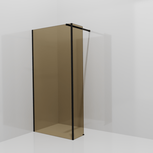 Balmani Modular douche à l'italienne avec paroi latérale fixe: 100 x 200 cm, Verre bronze, Profil Noir mat