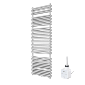 Vipera Alegria dubbele handdoekradiator 60 x 180 cm elektrische verwarming glanzend wit zij- en middenaansluiting 1500W, weerstand inbegrepen