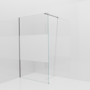 Balmani Modular douche à l'italienne: 120 x 200 cm, Verre transparent avec bande mate, Profil Brushed Inox