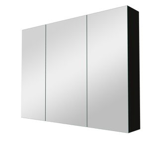 Linie Montro Spiegelschrank Bad: 100 x 75 cm, Schwarz Matt