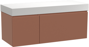 Balmani Sfera by Lucida zwevend badkamermeubel 135 x 55 cm cotto met Dominus enkel of dubbel tablet in solid surface mat wit