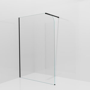 Balmani Modular Walk-In Dusche: 140 x 200 cm, Klarglas abgerundet, inklusive Coating, Profil Schwarz matt