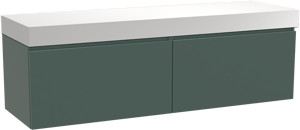 Balmani Sfera by Lucida zwevend badkamermeubel 180 x 55 cm forest met Dominus enkel of dubbel tablet in solid surface mat wit